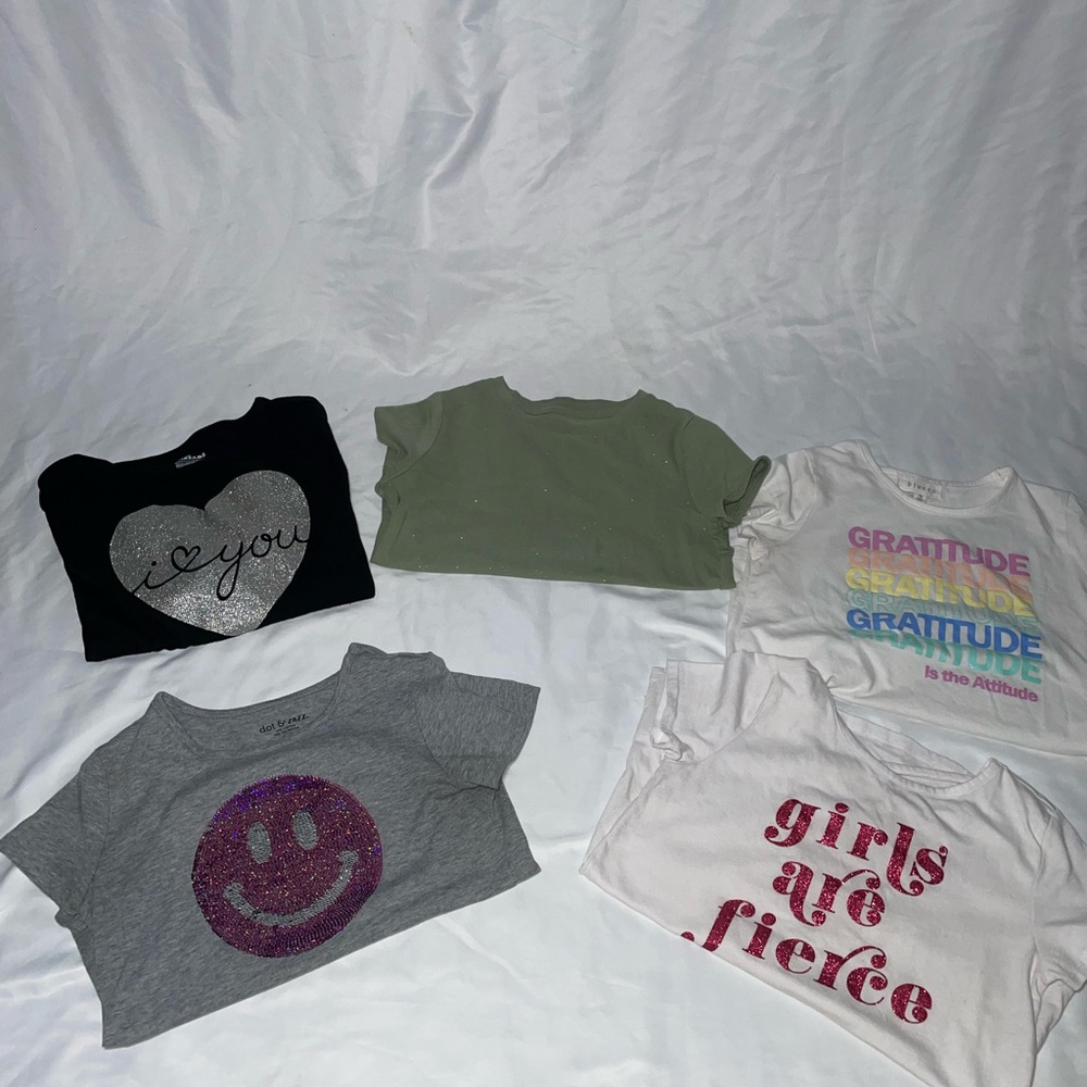 Girls fun sparkle glitter top t shirt bundle
